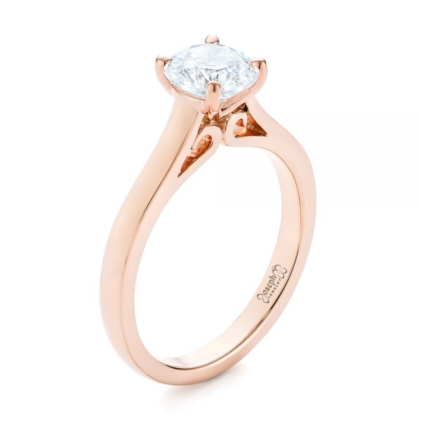 18k Rose Gold 18k Rose Gold Diamond Solitaire Engagement Ring - Three-Quarter View -  104186