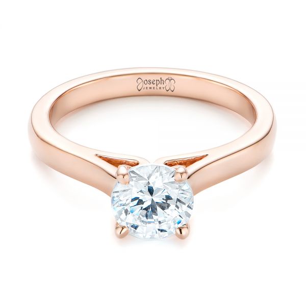 18k Rose Gold 18k Rose Gold Diamond Solitaire Engagement Ring - Flat View -  104186