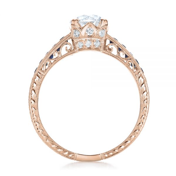 14k Rose Gold Diamond And Blue Sapphire Engagement Ring #100389 ...
