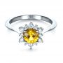  Platinum Platinum Diamond And Yellow Sapphire Engagement Ring - Flat View -  1403 - Thumbnail