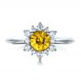  Platinum Platinum Diamond And Yellow Sapphire Engagement Ring - Top View -  1403 - Thumbnail