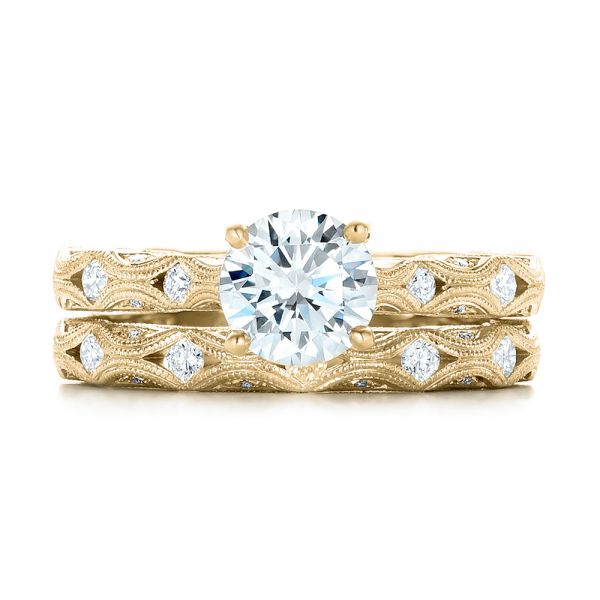 14k Yellow Gold Diamond In Filigree Engagement Ring