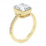 14k Yellow Gold Emerald Cut Diamond Bezel Engagement Ring With Diamond Accents - Three-Quarter View -  107655 - Thumbnail