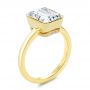 18k Yellow Gold 18k Yellow Gold Emerald Cut Diamond Bezel Engagement Ring With Hidden Halo - Three-Quarter View -  107656 - Thumbnail