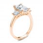 18k Rose Gold 18k Rose Gold Emerald Cut and Trapezoids Diamond Engagement Ring - Three-Quarter View -  107815 - Thumbnail