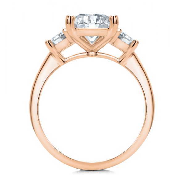 18k Rose Gold 18k Rose Gold Emerald Cut and Trapezoids Diamond Engagement Ring - Front View -  107815