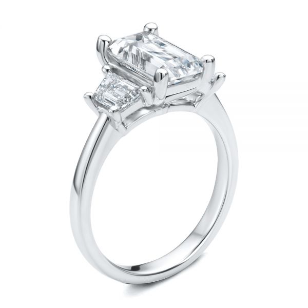 Emerald Cut & Trapezoids Diamond Engagement Ring - Image