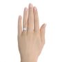  14K Gold Emerald Cut and Trapezoids Diamond Engagement Ring - Hand View -  107815 - Thumbnail