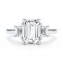  14K Gold Emerald Cut and Trapezoids Diamond Engagement Ring - Top View -  107815 - Thumbnail