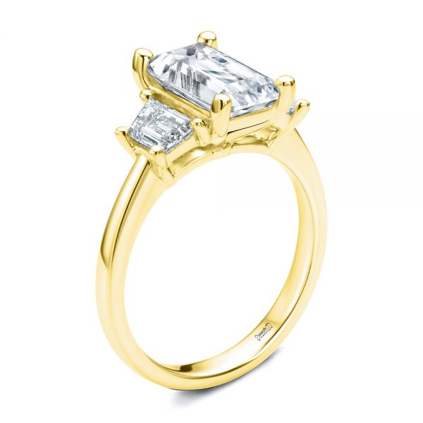 Emerald Cut & Trapezoids Diamond Engagement Ring - Image