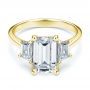 14k Yellow Gold 14k Yellow Gold Emerald Cut and Trapezoids Diamond Engagement Ring - Flat View -  107815 - Thumbnail