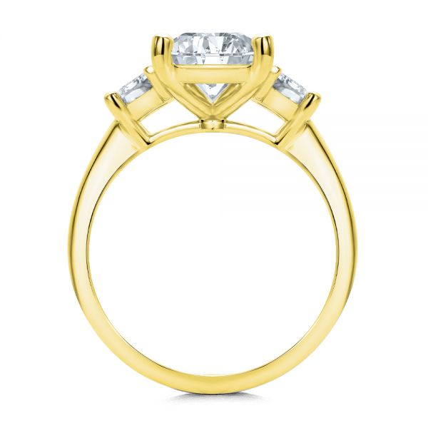 14k Yellow Gold 14k Yellow Gold Emerald Cut and Trapezoids Diamond Engagement Ring - Front View -  107815