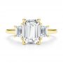 14k Yellow Gold 14k Yellow Gold Emerald Cut and Trapezoids Diamond Engagement Ring - Top View -  107815 - Thumbnail