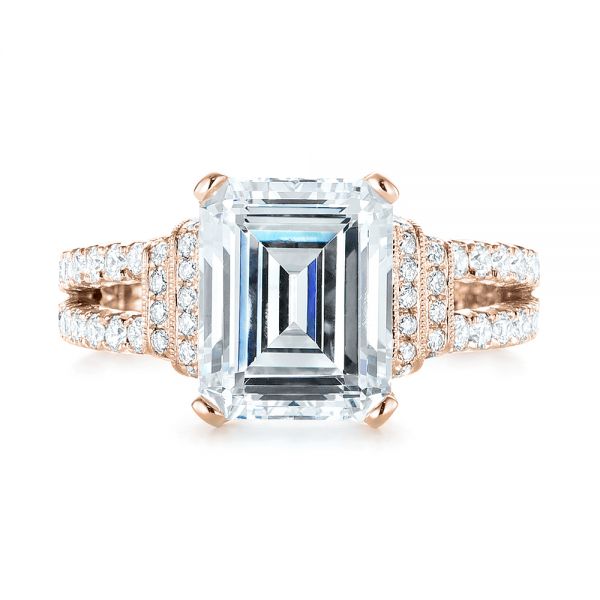 14k Rose Gold Emerald Diamond Engagement Ring #103715 - Seattle ...