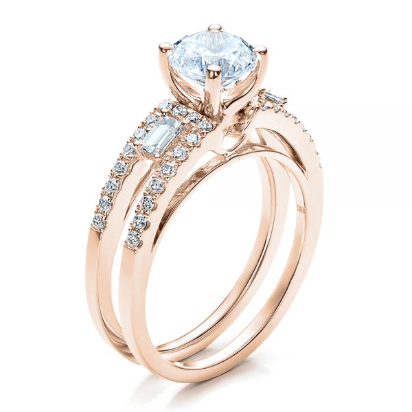 18k Rose Gold Engagement Ring With Matching Eternity Band
