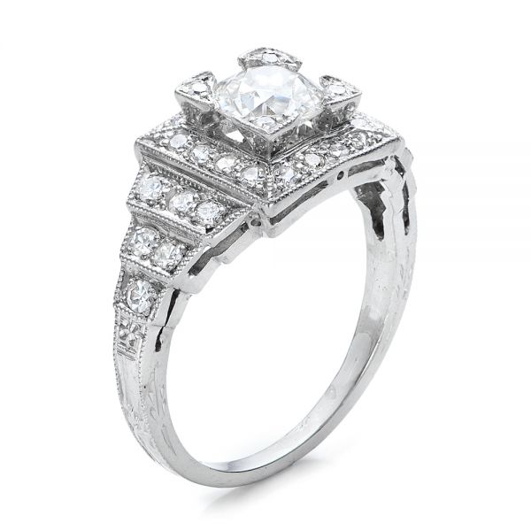 Estate Diamond Engagement Ring - Three-Quarter View -  100899