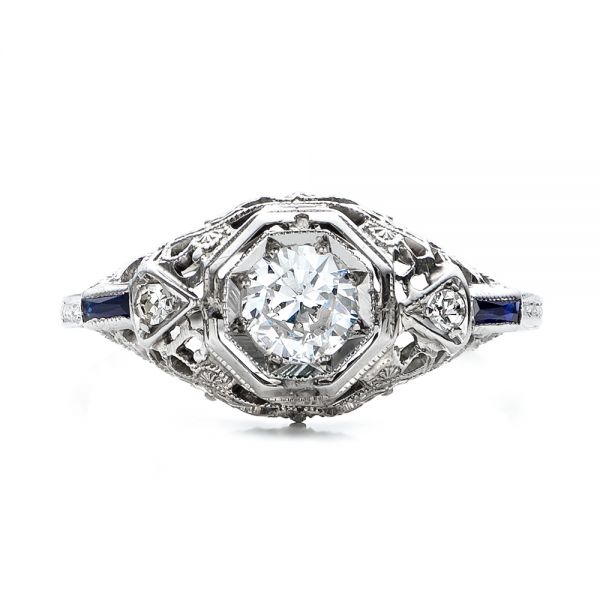 Estate Diamond and Sapphire Art Deco Engagement Ring #100904 - Seattle