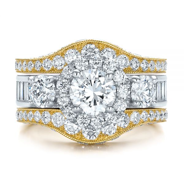 Estate Two-tone Wedding And Engagement Ring Set #100619 - Seattle ...