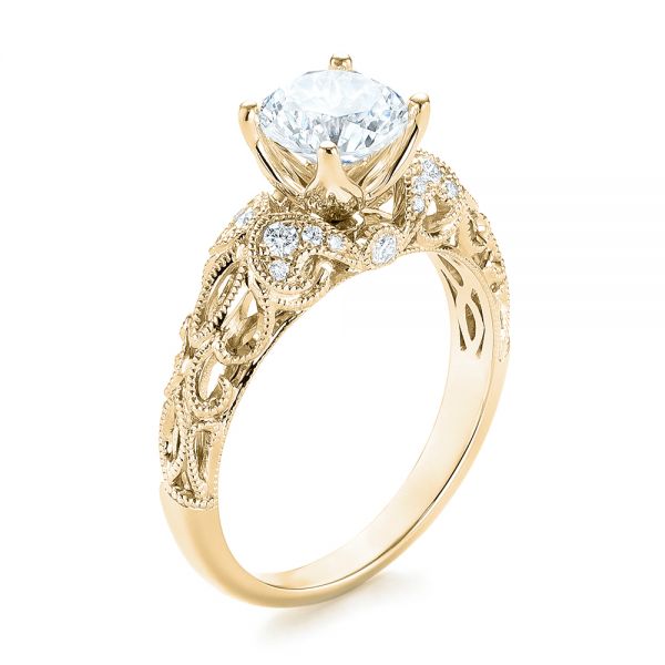 Vintage Diamond Filigree Engagement Ring 14K Yellow Gold, 1.61