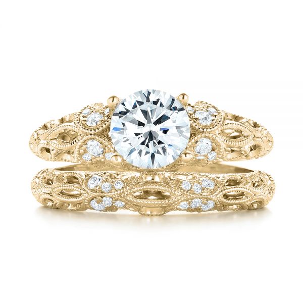 Solid 14K Gold Moissanite Wedding Ring Women Vintage - gardensring