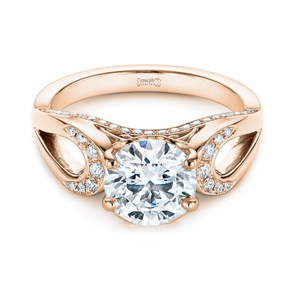 18k Rose Gold Filigree Split Shank Diamond Engagement Ring #105194 ...