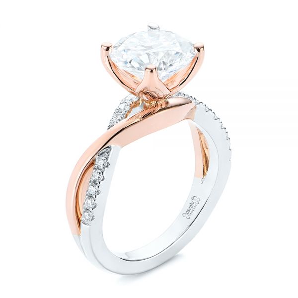 Floral Two-tone Moissanite And Diamond Engagement Ring #105163 - Seattle  Bellevue | Joseph Jewelry