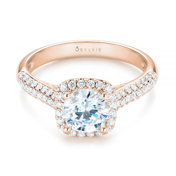 14k Rose Gold Halo Diamond Engagement Ring #103830 - Seattle Bellevue ...