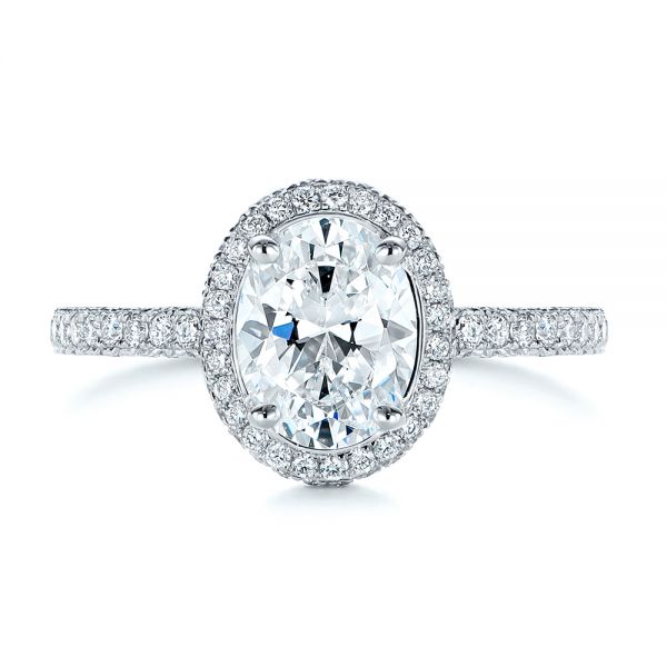 Pave Halo Engagement Ring with Open Bridge Design – bbr496-1