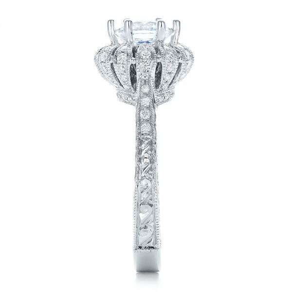 Hand Engraved Crown Halo Diamond Engagement Ring - Vanna K #100488 ...