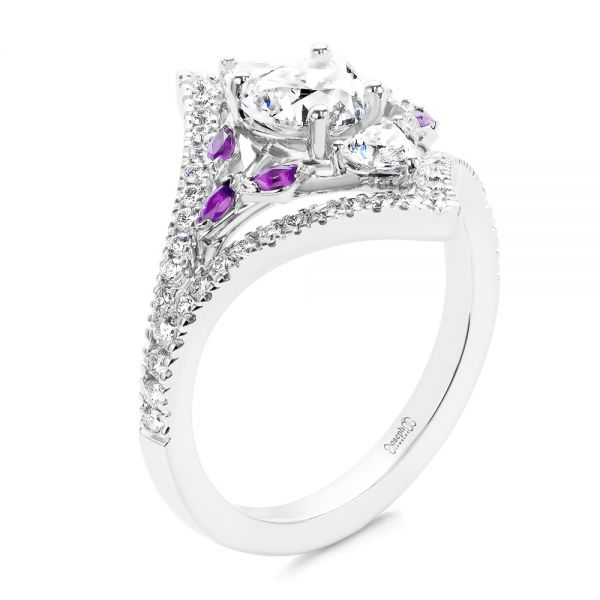 Solitaire in Amethyst Crystal Titanium Engagement Ring - Zoey - Zoey  Philippines