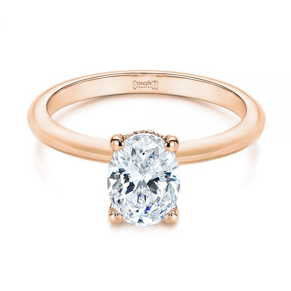 14k Rose Gold Hidden Halo Oval Diamond Engagement Ring #105919 ...