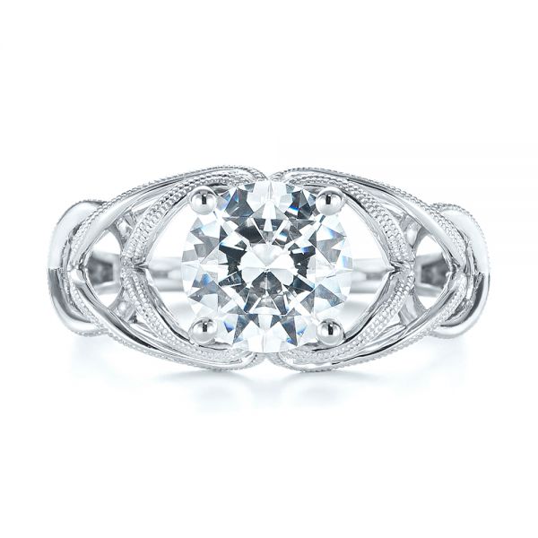 14k White Gold 14k White Gold Intertwined Solitaire Diamond Engagement Ring - Top View -  104088