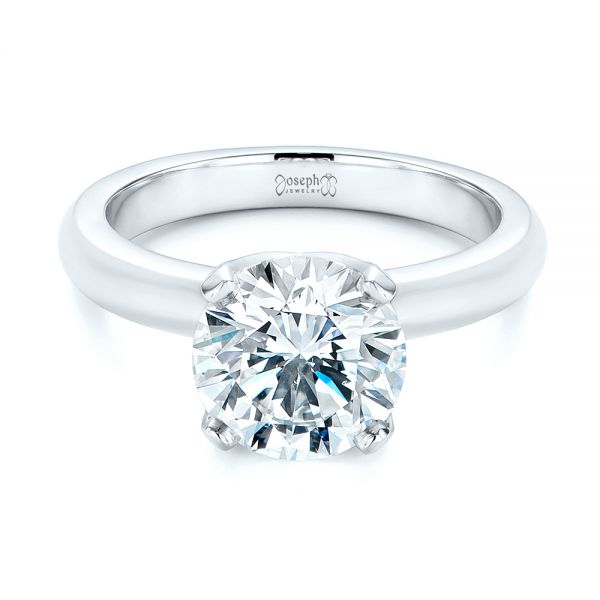  Platinum Knife Edge Solitaire Diamond Engagement Ring - Flat View -  105202