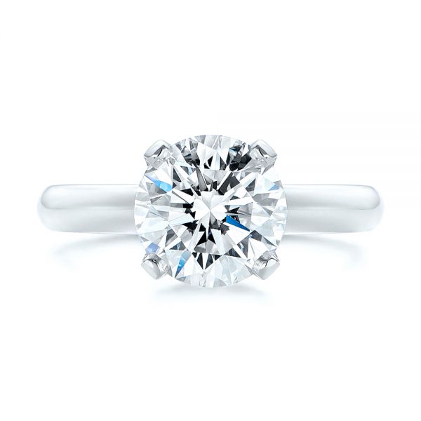  Platinum Knife Edge Solitaire Diamond Engagement Ring - Top View -  105202