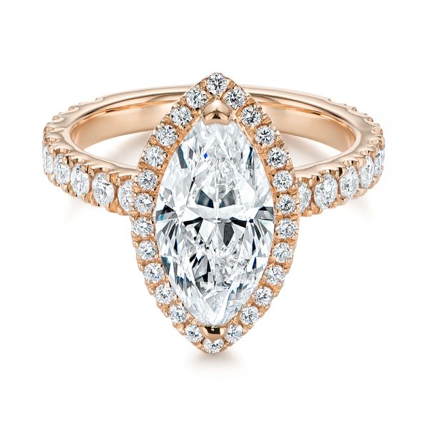 14k Rose Gold Marquise Diamond Halo Engagement Ring #105189 - Seattle ...