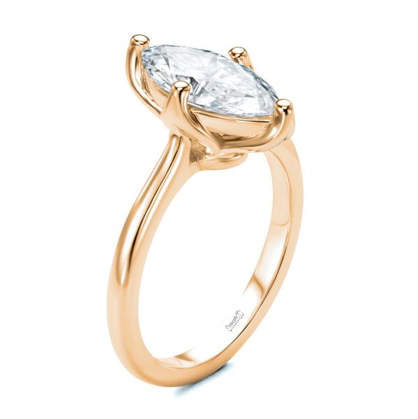 14k Rose Gold 14k Rose Gold Marquise Solitaire Engagement Ring - Three-Quarter View -  107685 - Thumbnail