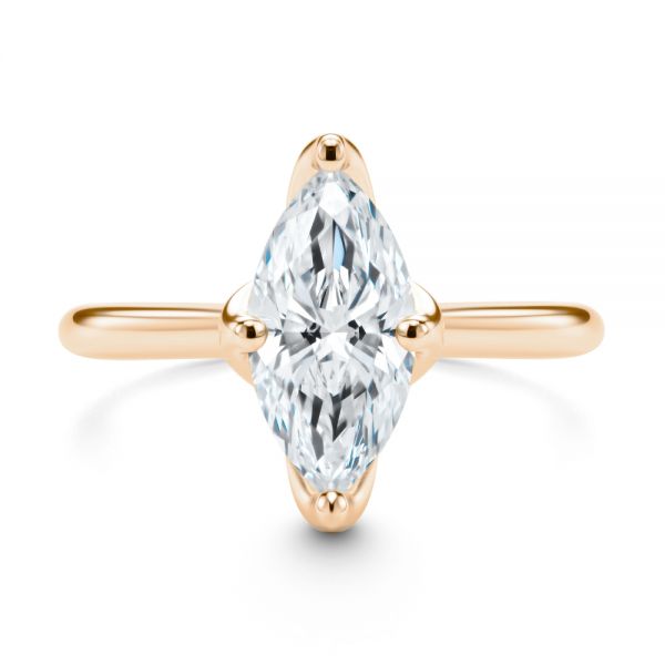 14k Rose Gold 14k Rose Gold Marquise Solitaire Engagement Ring - Top View -  107685 - Thumbnail