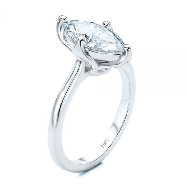 14k White Gold Marquise Solitaire Engagement Ring - Three-Quarter View -  107685