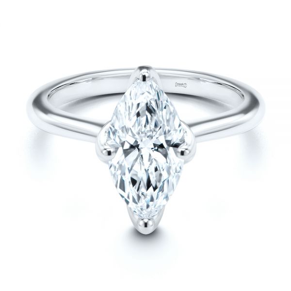 18k White Gold 18k White Gold Marquise Solitaire Engagement Ring - Flat View -  107685 - Thumbnail