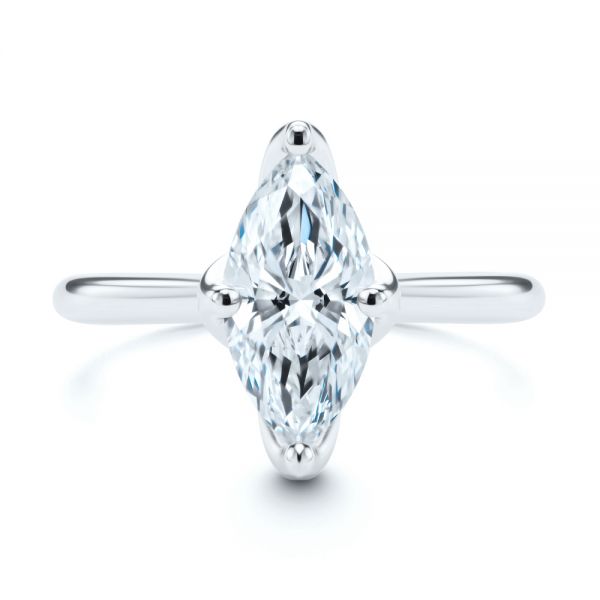  Platinum Platinum Marquise Solitaire Engagement Ring - Top View -  107685 - Thumbnail