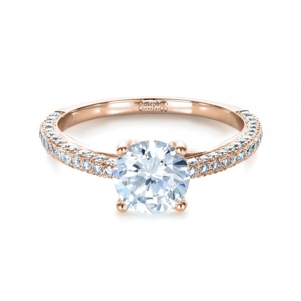 14k Rose Gold Micro-pave Diamond Engagement Ring #1379 - Seattle ...