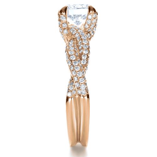 18k Rose Gold 18k Rose Gold Micro-pave Diamond Twisted Shank Engagement Ring - Vanna K - Side View -  1262