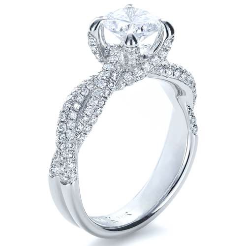 14K White Gold Twisted Engagement Ring