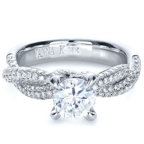  Platinum Platinum Micro-pave Diamond Twisted Shank Engagement Ring - Vanna K - Flat View -  1262