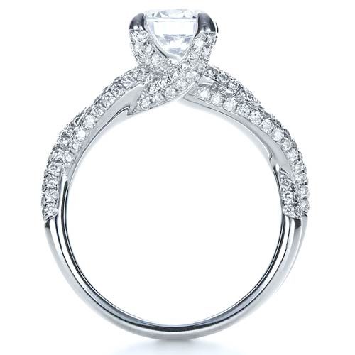  Platinum Platinum Micro-pave Diamond Twisted Shank Engagement Ring - Vanna K - Front View -  1262