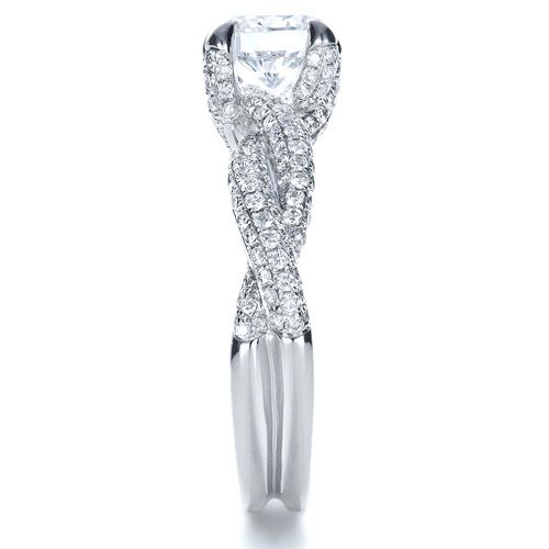 Micro-pave Diamond Twisted Shank Engagement Ring - Vanna K #1262