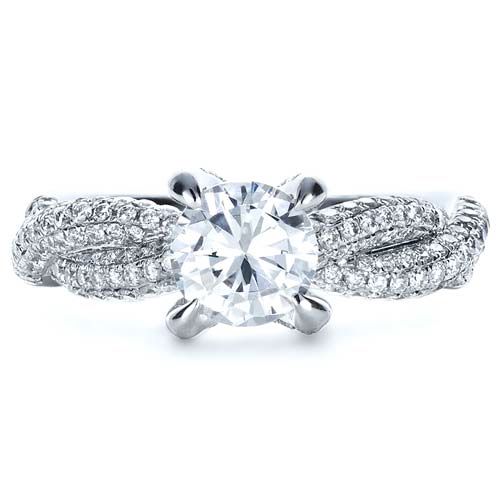  Platinum Platinum Micro-pave Diamond Twisted Shank Engagement Ring - Vanna K - Top View -  1262