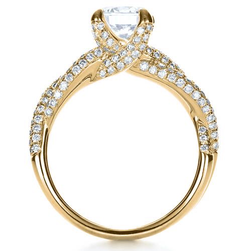 18k Yellow Gold 18k Yellow Gold Micro-pave Diamond Twisted Shank Engagement Ring - Vanna K - Front View -  1262