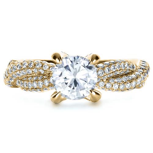 18k Yellow Gold 18k Yellow Gold Micro-pave Diamond Twisted Shank Engagement Ring - Vanna K - Top View -  1262