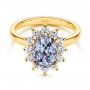 18k Yellow Gold 18k Yellow Gold Montana Sapphire And Diamond Halo Engagement Ring - Flat View -  106520 - Thumbnail